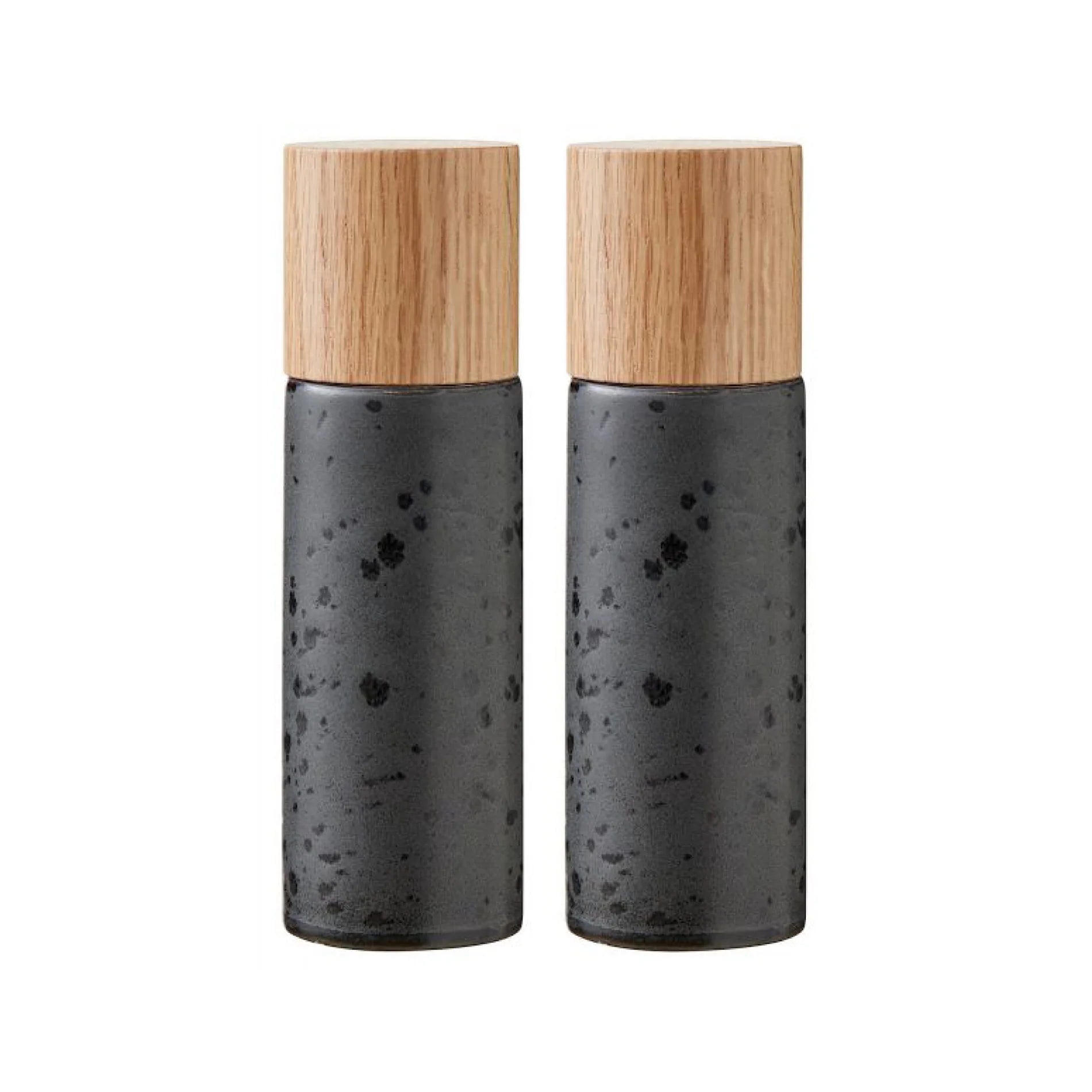 Bitz Living Wood Stoneware Salt & Pepper Mill Height 16.7cm 2Pcs
